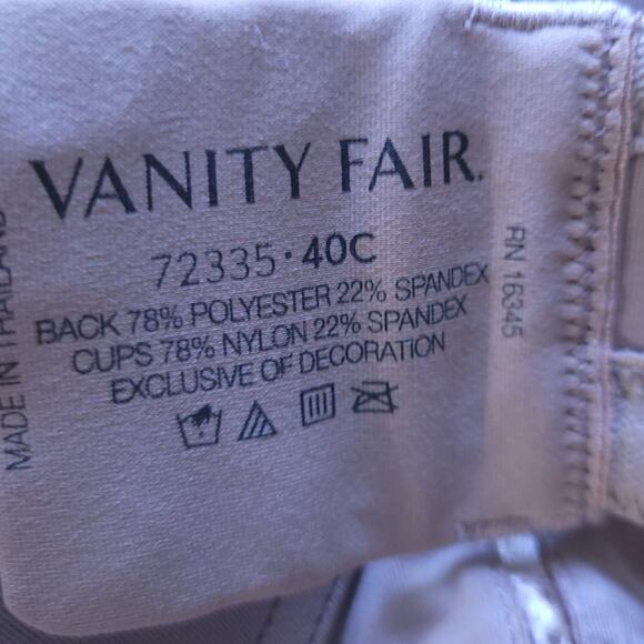 Vanity Fair Caress Wirefree Bra 40C Taupe Full Coverage, Convertible Straps - Picture 6 of 6